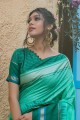 Zari Raw silk South Indian Saree in Sea green with Blouse