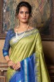 Mehndi Zari Raw silk South Indian Saree