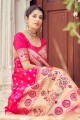 Saree in Silk with  Pink  Weaving