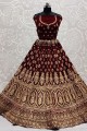 Maroon Wedding Lehenga Choli in Embroidered Velvet
