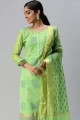 Green Banarasi silk Weaving Salwar Kameez with Dupatta