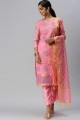 Pink Salwar Kameez with Weaving Banarasi silk