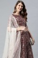 Georgette Party Lehenga Choli with Embroidered in Maroon 