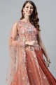 Embroidered Cotton Party Lehenga Choli in peach 