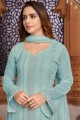Light blue Sharara Suit in Embroidered Faux georgette
