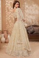 Pale yellow Embroidered Party Lehenga Choli in Net