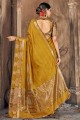 Weaving Saree in Olive  Cotton and silk