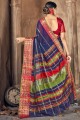 Silk Saree Weaving in Blue with Blouse