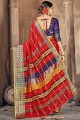Saree in Red Silk with Weaving