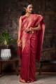 Raw silk Saree in Maroon with Weaving