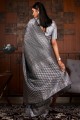 Grey Weaving Saree in Raw silk