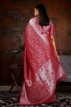 Pink Raw silk Saree with Weaving