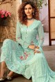 Georgette and viscose Eid Palazzo Suit with Printed in Green