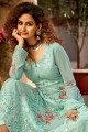 Georgette and viscose Eid Palazzo Suit with Printed in Green