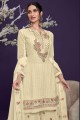 Cream Eid Palazzo Suit with Embroidered Georgette