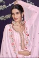 Embroidered Georgette Light pink Eid Palazzo Suit with Dupatta