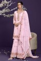 Embroidered Georgette Light pink Eid Palazzo Suit with Dupatta