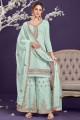 Sea green Eid Palazzo Suit with Embroidered Georgette