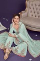 Sea green Eid Palazzo Suit with Embroidered Georgette