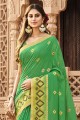 Cotton Weaving Green Saree with Blouse