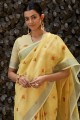 Zari Linen Saree in Yellow