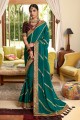 Saree Crepe and silk Green   in Lace