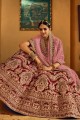 Maroon Embroidered Wedding Lehenga Choli in Velvet
