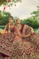 Maroon Wedding Lehenga Choli with Embroidered Velvet