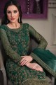 Green Salwar Kameez with Embroidered Soft net