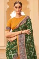Green Zari,weaving,digital print South Indian Saree in Patola silk