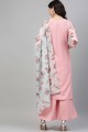 Pink Palazzo Suit in Rayon with Digital print