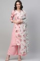 Pink Palazzo Suit in Rayon with Digital print