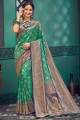 Weaving Silk Navy blue,green Saree with Blouse