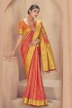 Orange Saree in Sequins Patola silk