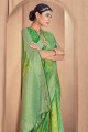 South Indian Saree in Green Patola silk with Sequins