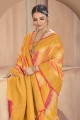 Patola silk South Indian Saree in Orange with Sequins