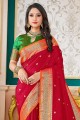 Red Saree in Art silk with Weaving
