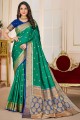 Teal green Saree with Weaving Art silk