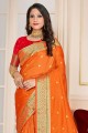 Art silk Saree in Orange with Weaving