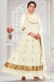 Eid Anarkali Suit in White Georgette with Embroidered