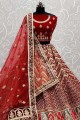 Maroon Thread,Dori,Patch Embroidery,Diamond Work Velvet Wedding Lehenga Choli