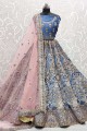 Blue Wedding Lehenga Choli in Velvet with Thread,Sequance,Jari,Dori Embroidery Work