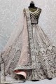 Mahendi Velvet Wedding Lehenga Choli with Hand Mirror,Thread,Dori Embroidery,Diamond Work