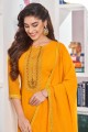 Georgette Designer Embroidery Work Yellow salwar kameez with Georgette Dupatta
