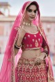 Pink Wedding Lehenga Choli with Heavy Embroidery With Hand Work Velvet