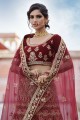 Velvet Maroon Wedding Lehenga Choli in Heavy Embroidery With Hand Work
