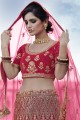 Velvet Wedding Lehenga Choli with Heavy Embroidery With Hand Work in Pink