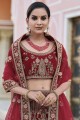 Maroon Velvet Wedding Lehenga Choli with Heavy Embroidery With Hand Work