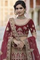 Maroon Wedding Lehenga Choli with Heavy Embroidery With Hand Work Velvet