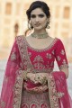 Velvet Pink Wedding Lehenga Choli in Heavy Embroidery With Hand Work